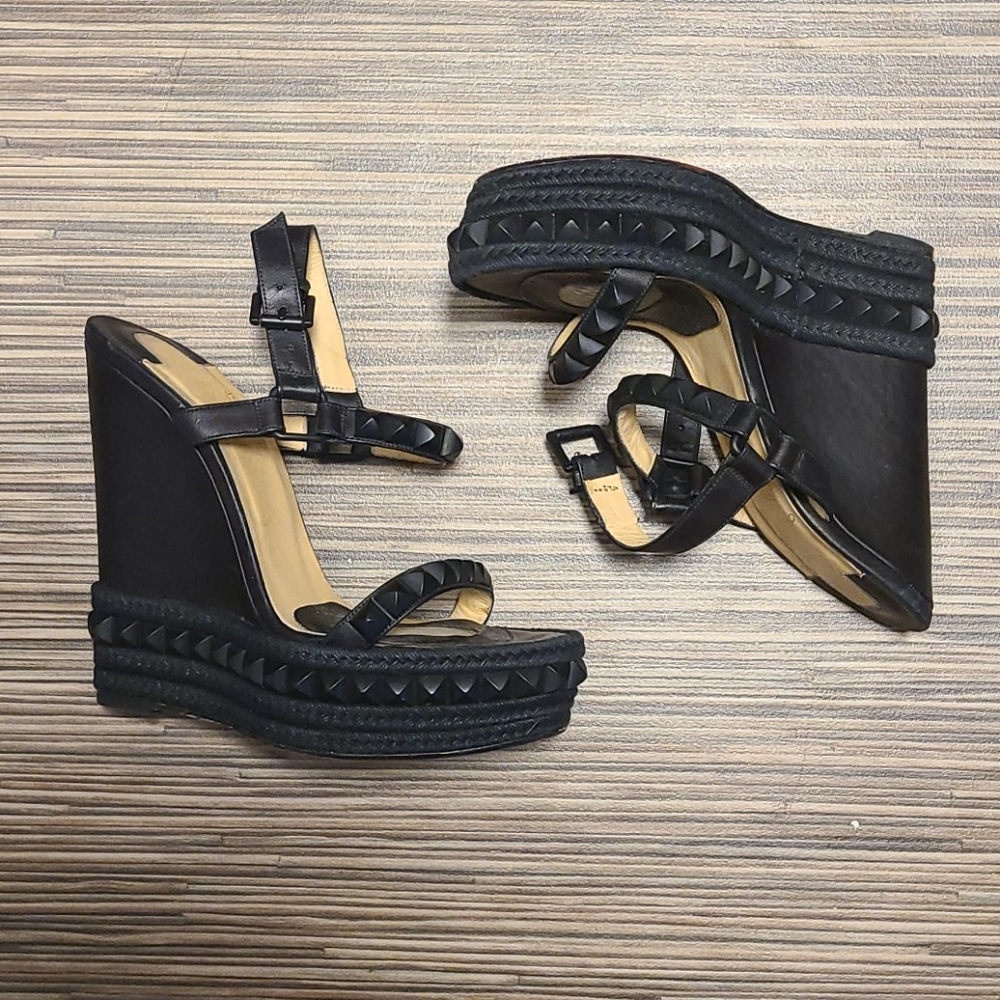 Black Studded Christian Louboutin Wedges